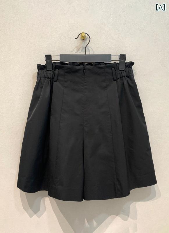 ショートパンツ 女性用 春夏 ワイドレッグ ルーズフィット シンプル スタイリッシュ 立体 ランタン つぼみ柄 カジュアル ボトムス 普段使い 軽量 伸縮性