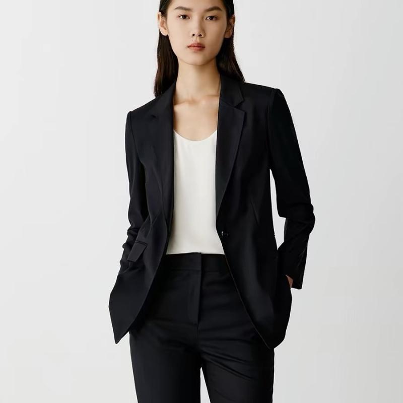女性用 春 通勤スーツ ジャケット シンプル スリム 薄手 羊毛 高級感 OLスタイル テーラード 軽量 吸湿速乾 ブラック グレー ベージュ