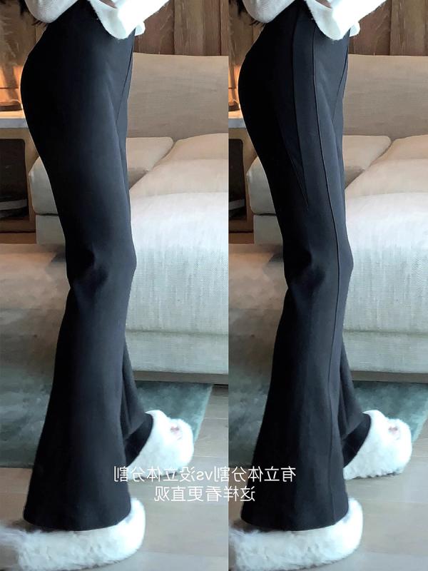 レディース ニット フレアパンツ ストレッチ 冬用 暖か 裏地 スリムフィット スタイルアップ 高級感 梨型ボディ対応 吸湿速乾 軽量 ロング丈 カジュアル