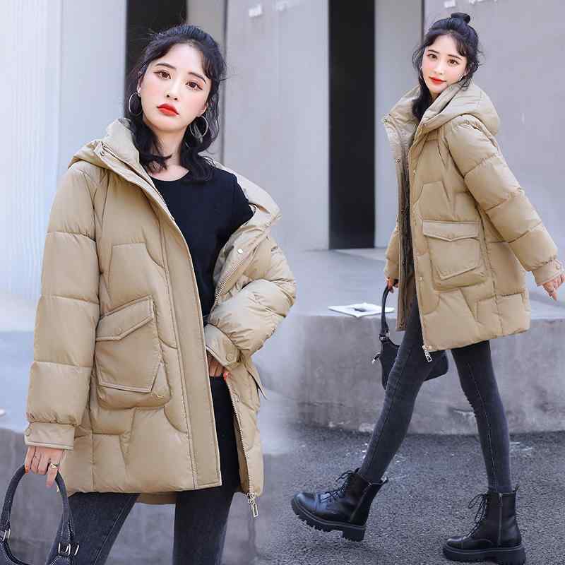 レディース 冬用 フード付き コート ゆったり 中長丈 厚手 暖か アウター ビッグサイズ スタイリッシュ ダウン 綿素材 軽量 保湿 吸湿速乾 通勤 普段使い