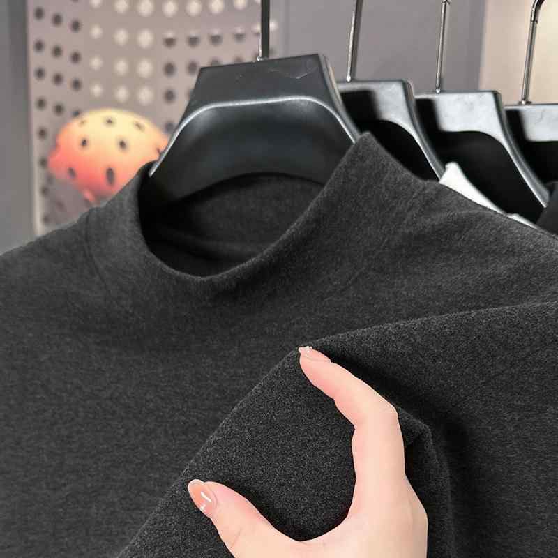 秋冬 メンズ 長袖 ハーフタートルネック 厚手 ダブルフェイスフリース インナーTシャツ 保暖 保温 カジュアル ファッション トップス ベースレイヤー 暖か素材 日常使い