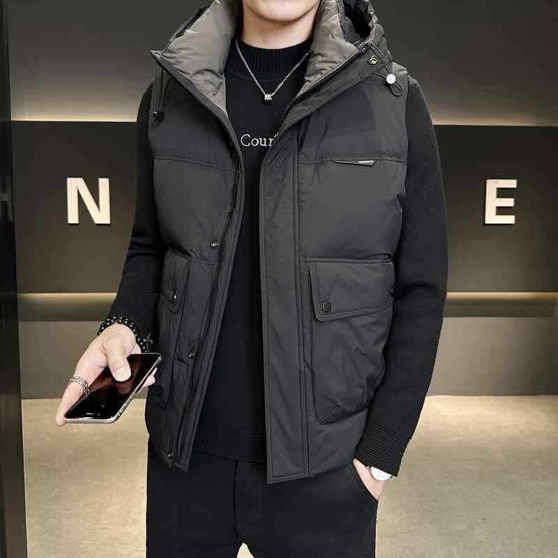 メンズ フード付き ダウン ベスト 秋冬 アウター 韓国 保温 軽量 ストリートファッション 暖か スタイリッシュ コート ジャケット 男性用 外套 スタイル