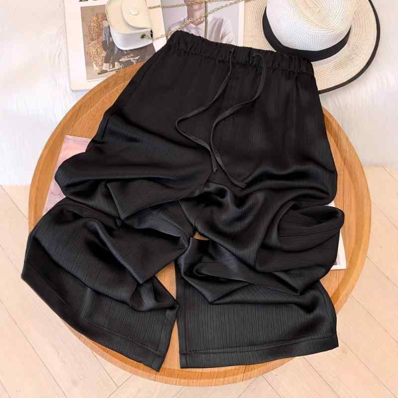 ワイドパンツ レディース 夏用 薄手 接触冷感 アセテート ドレープ感 UVカット サテン ストレート ハイウエスト 軽量 吸湿速乾 カジュアル 普段使い