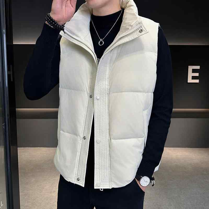 メンズ 落ちこむ より良い 冬用 朦々たる 保温 無地 照明ランプ色合い 無袖 心地よい 細工物 アウター 軽さ 伸縮性 吸湿速乾 綿混 ハイネック ビッグ影ぼうし 黒いこと 薄墨色 米国海軍 通い用 普段使い