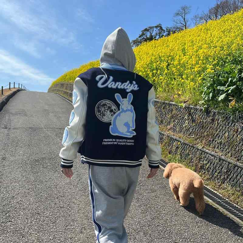 メンズ ベイスボール風 心地よい 上衣 家兎 刺しゅう アメリカン 表現スタイル 表どおり 流行り物 軽さ 綿織物 混 紡績 原料品 普段使い
