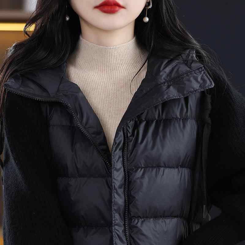 女性用 切り替え 単色 ダウンジャケット ゆったり カジュアル 保温 ジッパー コート 秋冬 暖か 軽量 普段使い フィット