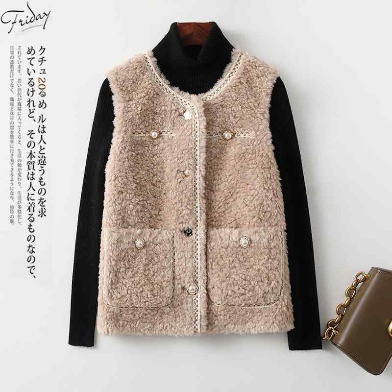 秋冬 レディース 短め ラムファー 毛皮 ベストコート 羊毛 ベロア 生地 一体型 暖か アウター 高級感 切り替え
