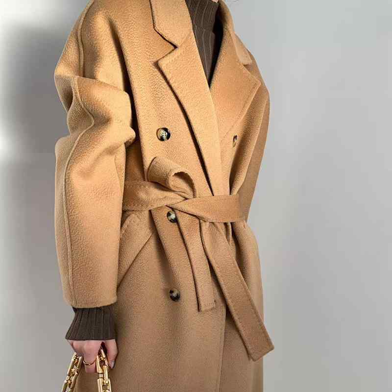 コート レディース ロング丈 双面 カシミヤ ウール 高級感 水波紋柄 秋冬 暖か 軽量 スタイリッシュ 防風 柔らかい 着回し 日常使い