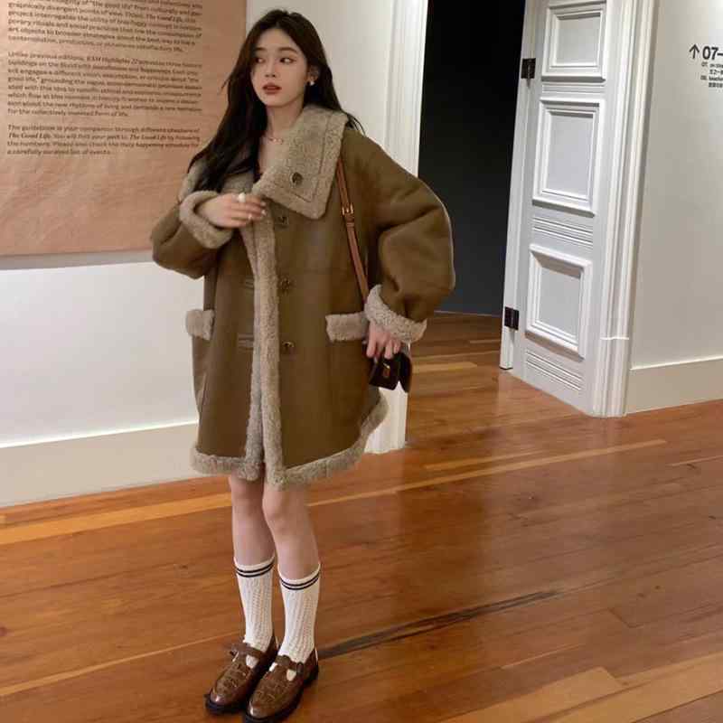 コート レディース 秋冬 リバーシブル ラムファー ゆったり ビッグシルエット 暖か ファー素材 フィット オーバーサイズ