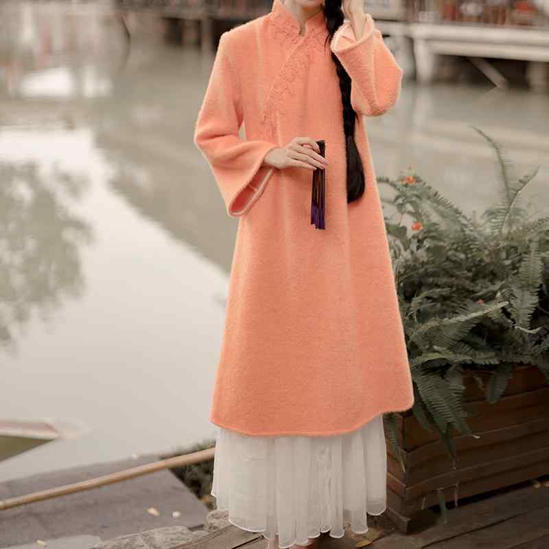 ワンピース レディース 秋冬 暖か 厚手 レース ゆったり スリム見え ワイドスリーブ ロングドレス フェミニン レトロ風 保温性 軽量