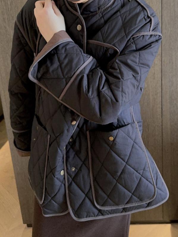 コート レトロ ブリティッシュ スタイル 中長丈 キルティング 綿素材 暖か 秋冬 普段使い アウトドア 軽量 伸縮性