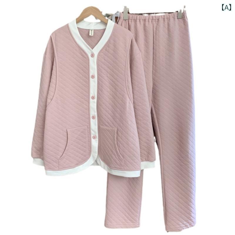 授乳パジャマ 妊婦用 産後用 秋冬 純綿 綿入り 空気層 柔らかい 暖か 通気性 快適 軽量 伸縮性