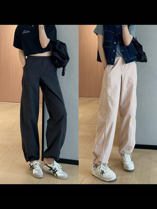 パンツ レディース ストレート カーゴ ハイウエスト 裾絞り UVカット 速乾 ワイドシルエット カジュアル アウトドア 夏用 軽量 伸縮性