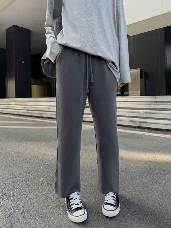 レディース パンツ スウェット素材 ストレートレッグ ビンテージ風 ウォッシュ加工 9分丈 クロップド ゆったりシルエット 小柄対応 梨型体型 スリム効果 カジュアルボトムス 普段使い 楽ちん 伸縮性 綿混 ライトウェイト