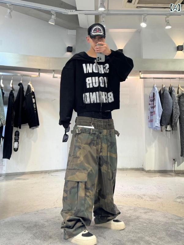 メンズ レディース カーゴパンツ 迷彩柄 切り替え 三腰ポケット ゆったりシルエット ヴィンテージ加工 ワークパンツ 普段使い 軽量 高級感|新風堂