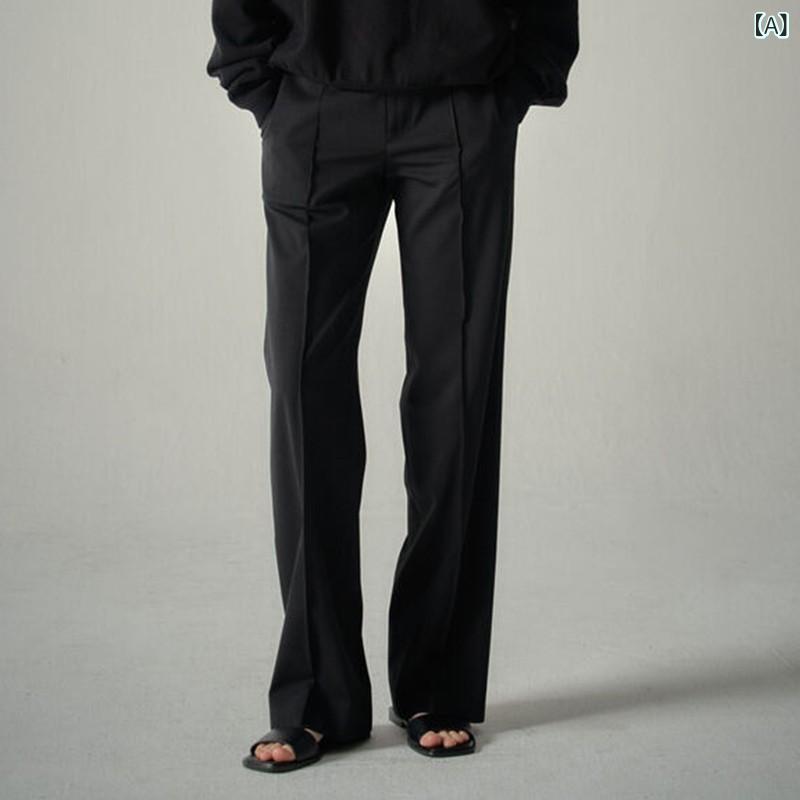 レディース グレー ワイドレッグパンツ スーツパンツ カジュアル ストレートパンツ ロング丈 通勤 普段使い ゆったりシルエット 春秋