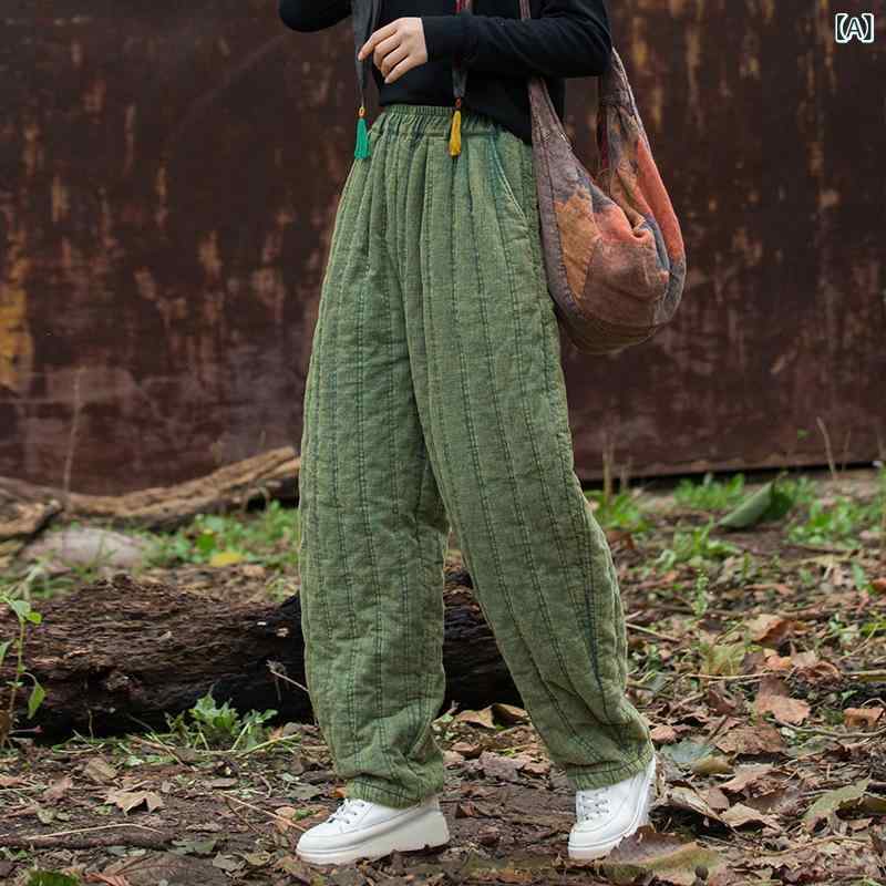 レディース 秋冬 ラミー 綿入 キルティング 暖か ロングパンツ カジュアル スリムフィット 普段使い 伸縮性 軽量 再生繊維 トレーナーパンツ 女性用 ボトムス