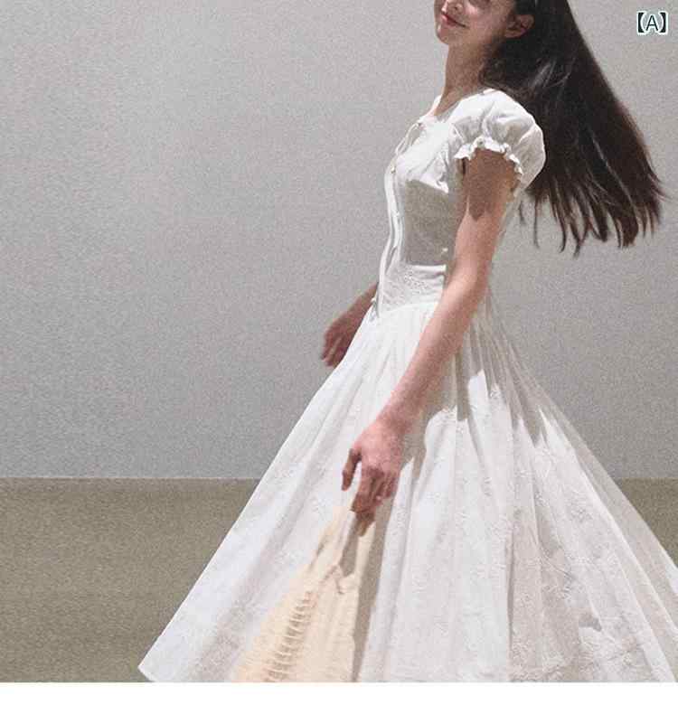 レディース 衣装 綿織物100% フレンチ表現スタイル か細い 酉の方角 刺しゅう たまり場 御休み 紅茶一時停止 夏用 口さかしい 青写真