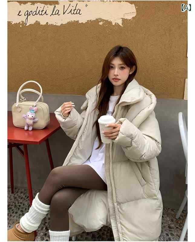 レディース 冬用 ロングコート 厚手 綿素材 柔らかい 膝下丈 ふわふわ かわいい デザイン 暖か 日常使い 軽量