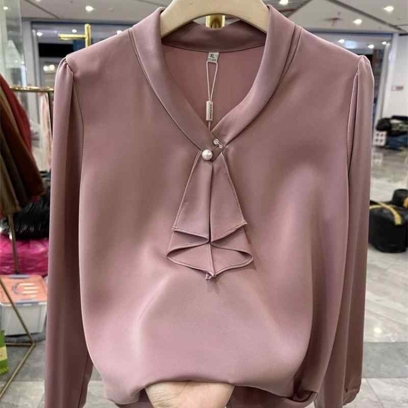 秋 レディース 長袖 シフォンブラウス 高級感 インナー トップス おしゃれ ママ 普段使い 軽量 透け感 中高年 女性用 シャツ ブラウス 秋冬 コットン混 柔らかい 着回し
