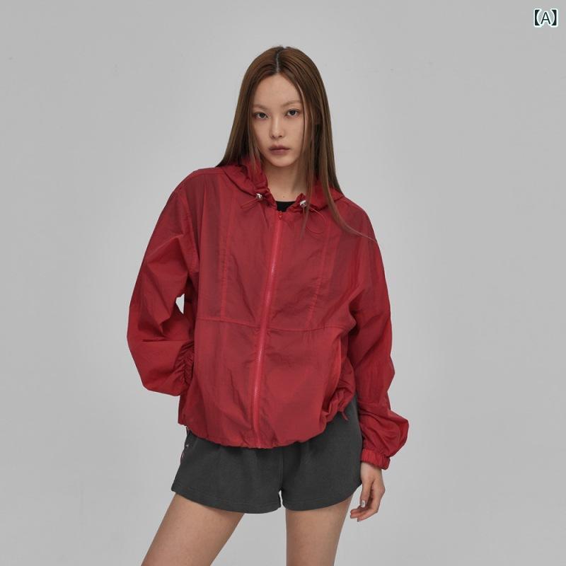 レディース 夏 フード付き スポーツジャケット 長袖 通気性 ゆったり 軽薄 UVカット 接触冷感 吸湿速乾 軽量 アウトドア 普段使い クールタッチ ワイドシルエット