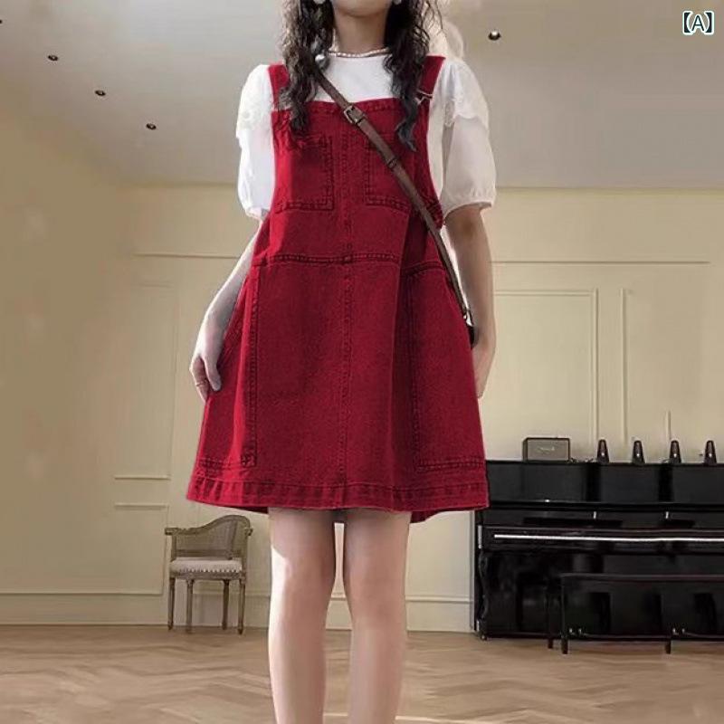 ワンピース レディース 春夏 デニム サロペット ゆったり レトロ スタイルアップ コットン 小柄対応 若々しい カジュアル 普段使い 軽量 伸縮性