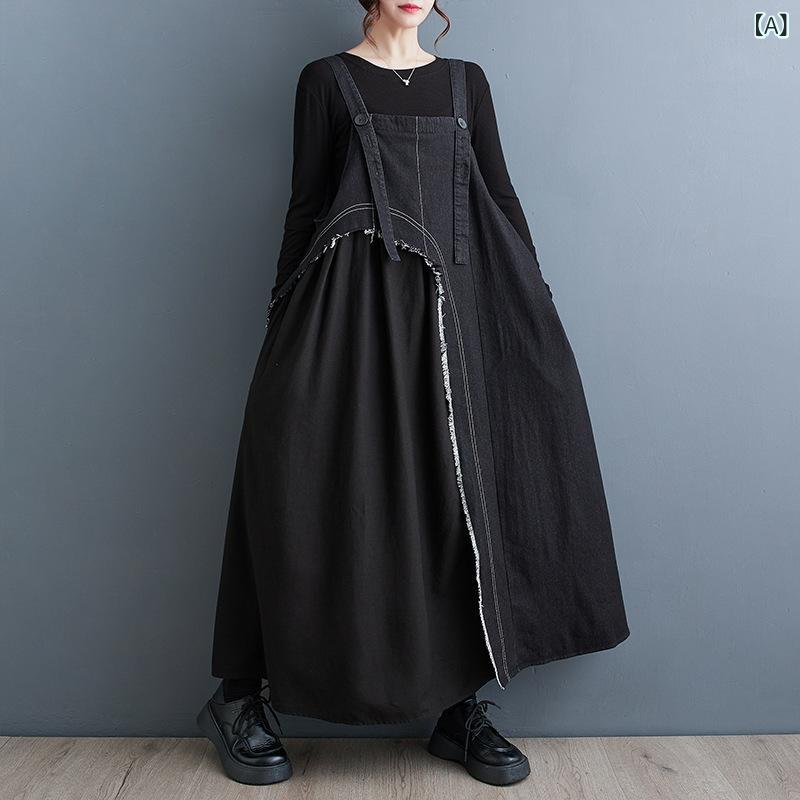 レディース スカート 秋冬 ゆったり デニム 弧形 切り替え デザイン カジュアル 普段使い 合わせやすい スタイリッシュ ルーズフィット ジーンズ素材 軽量