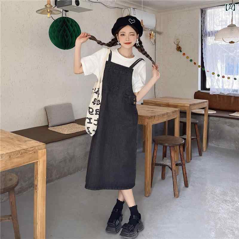 レディース サスペンダースカート デニム ゆったり ルーズフィット 蝶結び リボン ガーリー カジュアル 普段使い コーディネート 簡単 スタイル 日常 コーデ