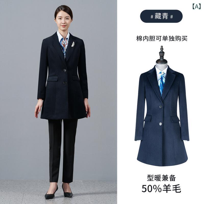 レディース 厚地の外套 羊毛 中長丈 朦々たる 秋冬 小っちゃい相応う 生あたたかい アウター 絨毛混 トレンチ風 フェルト出どころ 防寒 普段使い走り 通い用