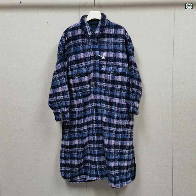 レディース コート 秋冬 ウール混紡 ラペル襟 チェック柄 レトロ ロング丈 フレンチスタイル モード 暖かみ スタイリッシュ アウター 防寒 普段使い｜新風堂