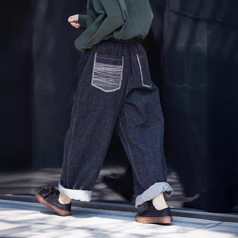 レディース カジュアル ストレート デニムパンツ 黒 麻綿素材 伸縮ウエスト 日常使い 快適 軽量 吸湿速乾