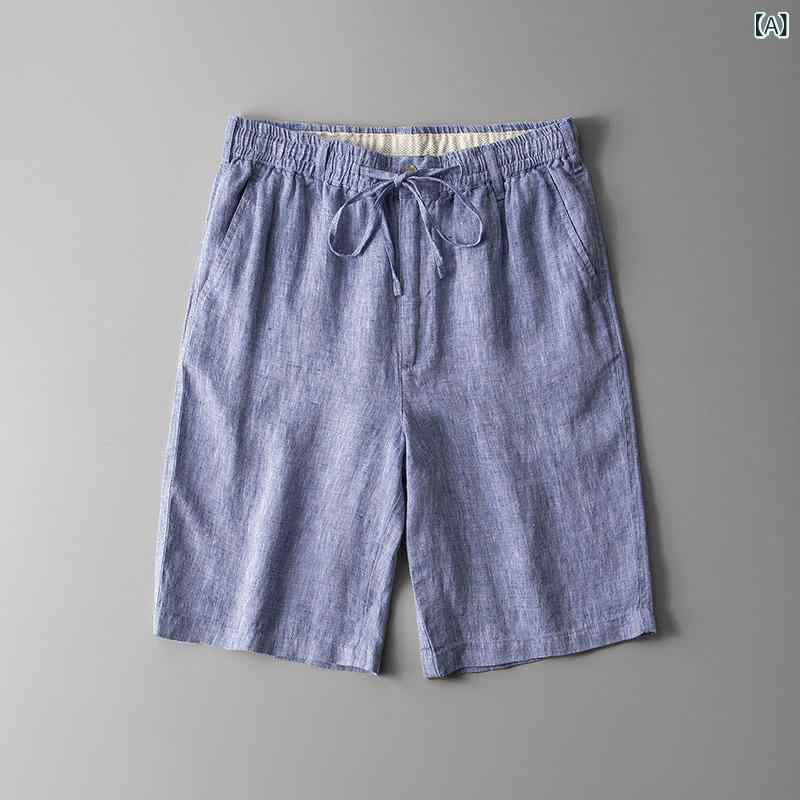 メンズ ショートパンツ 夏用 薄手 コットンリネン ゆったり ビッグサイズ ゴムウエスト カジュアル ビーチ アウトドア 軽量 吸湿速乾 沙?スタイル