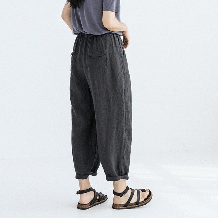 レディース パンツ ゆったり カジュアル リネン コットン 混紡 輸入 生地 洗練 スタイル スリム 効果 軽量 通気性 良い 春夏 普段使い ボトムス