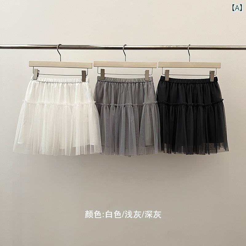 スカート レディース 夏用 バレエ風 チュール ミニ丈 ハイウエスト スリム 小柄向け フェミニン 軽やか 透け感 ガーリー カジュアル 日常使い