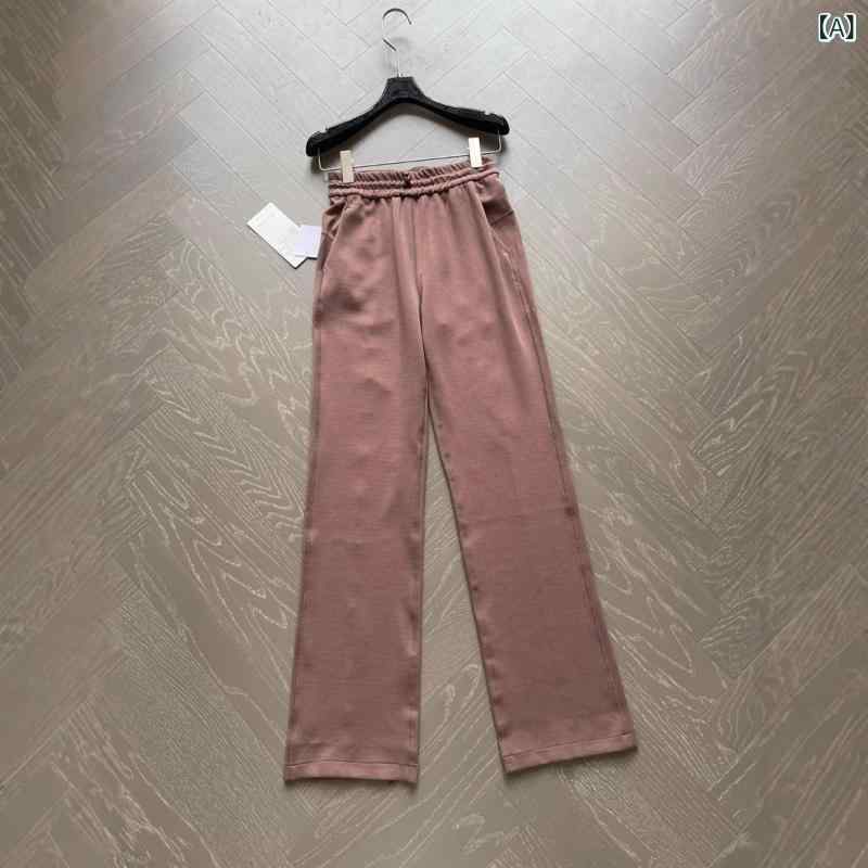 レディース パンツ ハイウエスト ドローコード ゆったり スリム ストレート レッグ フルレングス 伸縮性 柔らかい素材 ルーズフィット 細見え ロング丈 女性用 ズボン トップス 合わせ 普段使い 通勤 通年|新風堂