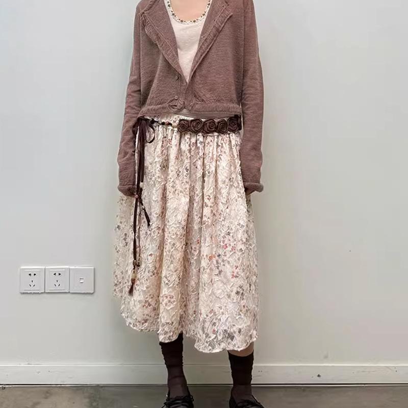 レディース 春 midiスコート 小花柄 花の冠yd 透け感 二重社会システム 伸縮酉の方角 窈窕たる 窈窕たる ドライクリーニング 日常使い走り 軽さ 伸縮性 その他-日用品雑貨・文房具・手芸
