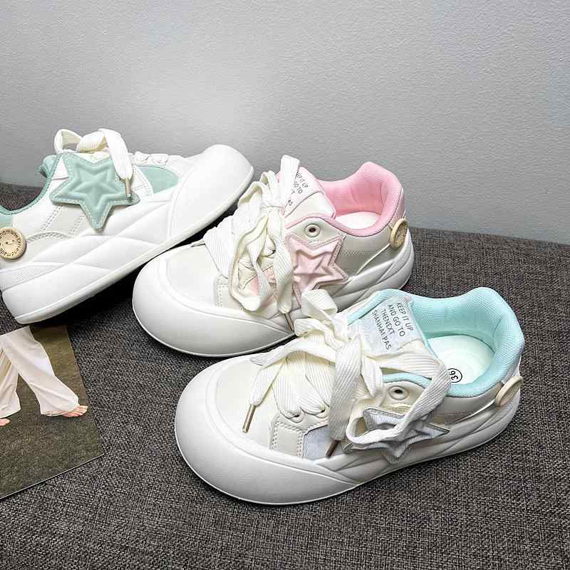 レディース 厚底 フラット キャンバス スニーカー かわいい 大きめトゥ ホワイト 春夏 普段使い コーディネートしやすい 軽量 伸縮性