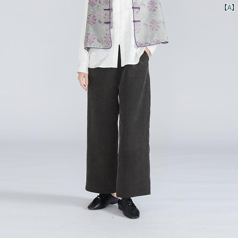 レディース ワイドパンツ 真絲 香雲紗 亀柄 両面着用 カジュアルパンツ 絹素材 ゆったりシルエット カラーパターン 日常使い 軽量 伸縮性