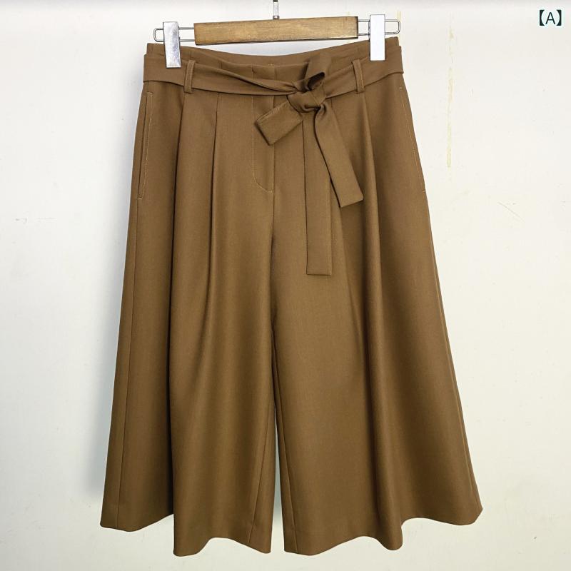 七分丈 ワイド パンツ ツイル 素材 綿 ベルト 付き 秋 用 カジュアル スタイル ストレッチ 性 軽量 快適 普段使い|新風堂