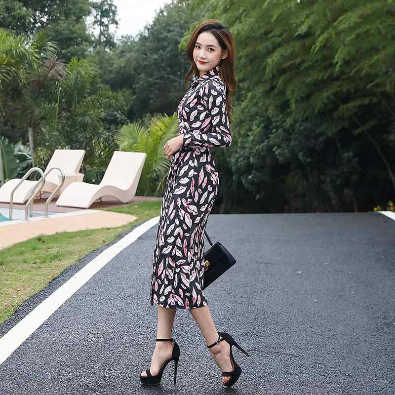 レディース ワンピース 夏 ニット 伸縮性 ボディフィット スリム 効果 紐 ラップ 赤唇 プリント 花柄 魅惑的 軽量 吸湿速乾 通勤 普段使い かわいい スタイル｜新風堂