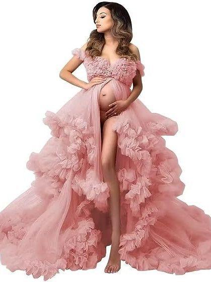 マタニティ レース ドレス 深Vネック 透け感 写真 撮影用 妊婦 礼服 軽量 素材 伸縮性 フォーマル スタイル