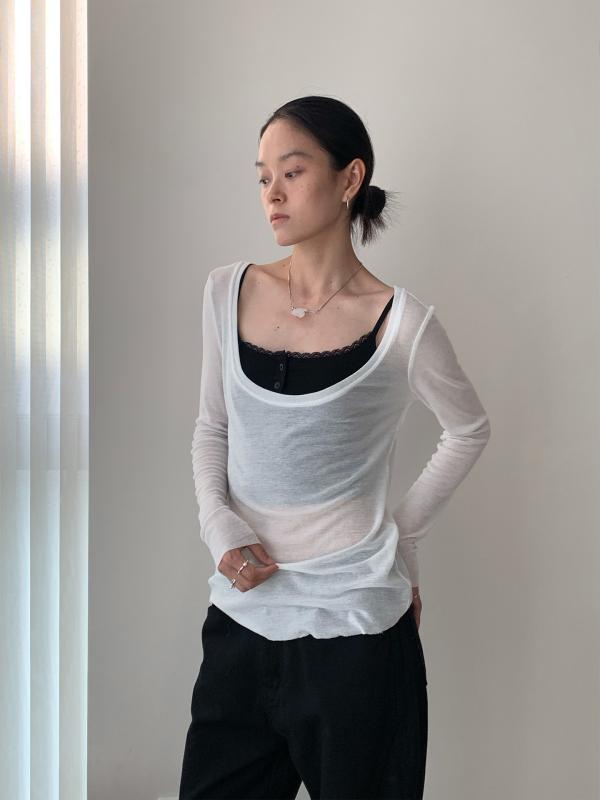 レディース 夏用 長袖 Uネック Tシャツ 薄手 UVカット 韓国 トップス 普段使い 軽量 吸湿速乾