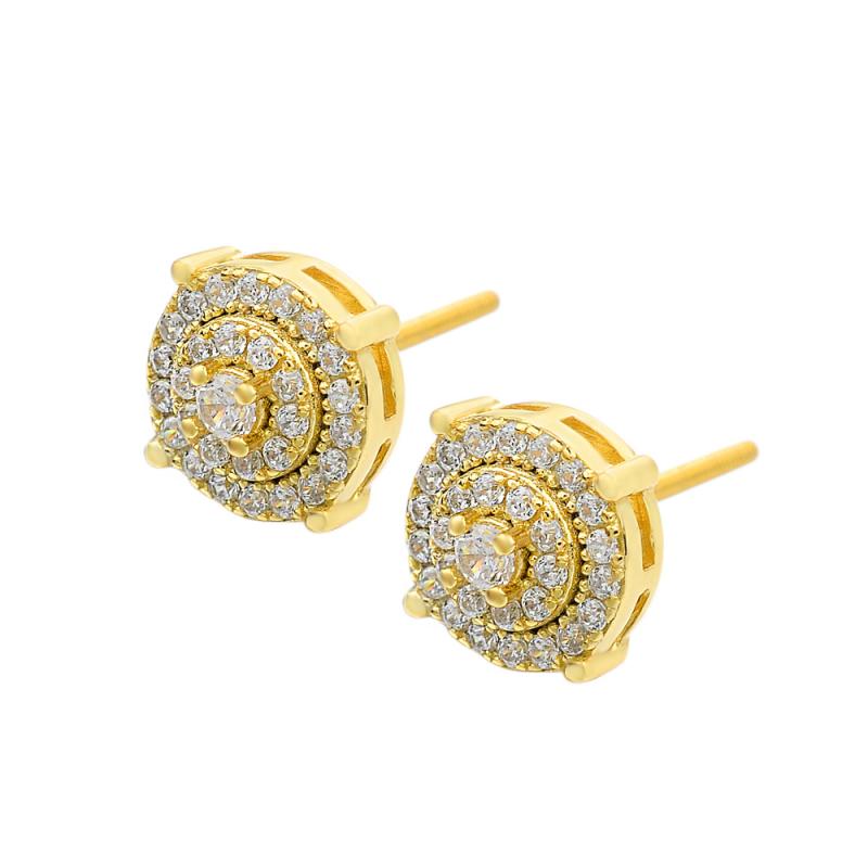 ピアス メンズ レトロ ヒップホップ 925シルバー ジルコニア 円形 色褪せにくい カジュアル ストリート ファッション アクセサリー|新風堂