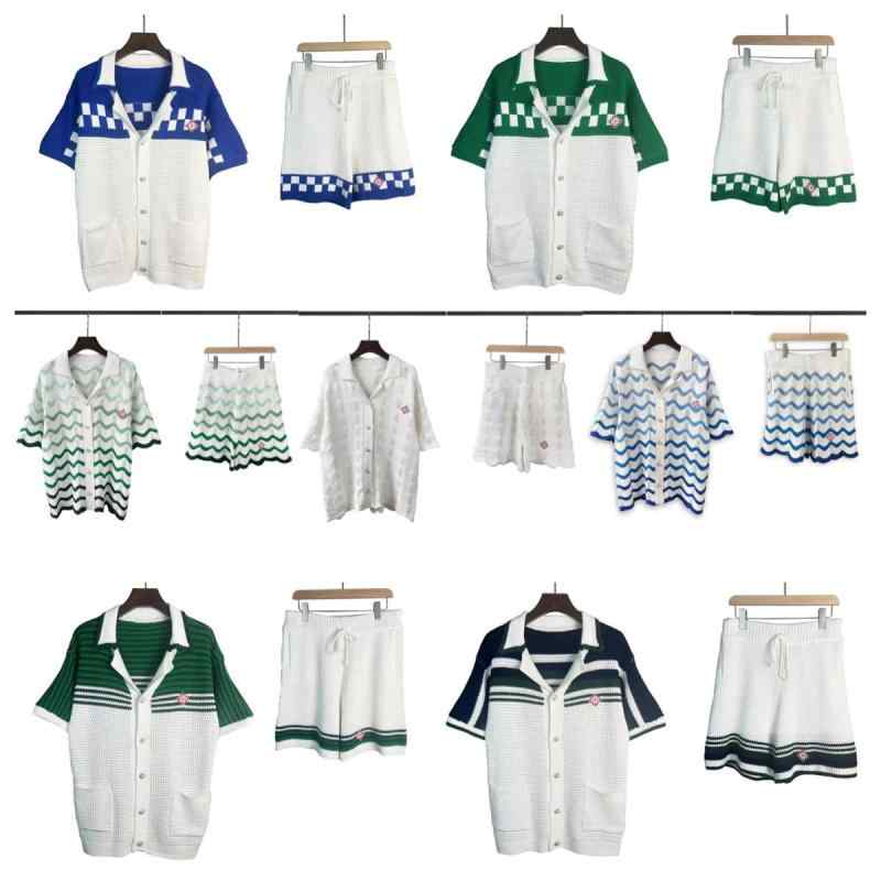 夏 編み物 ジレー さる股引き セットアップ メンズ レディース 短袖 パール名取り草 うつり変わり  透け感 軽さ 吸湿速乾 通い 普段使い走り 心地よい