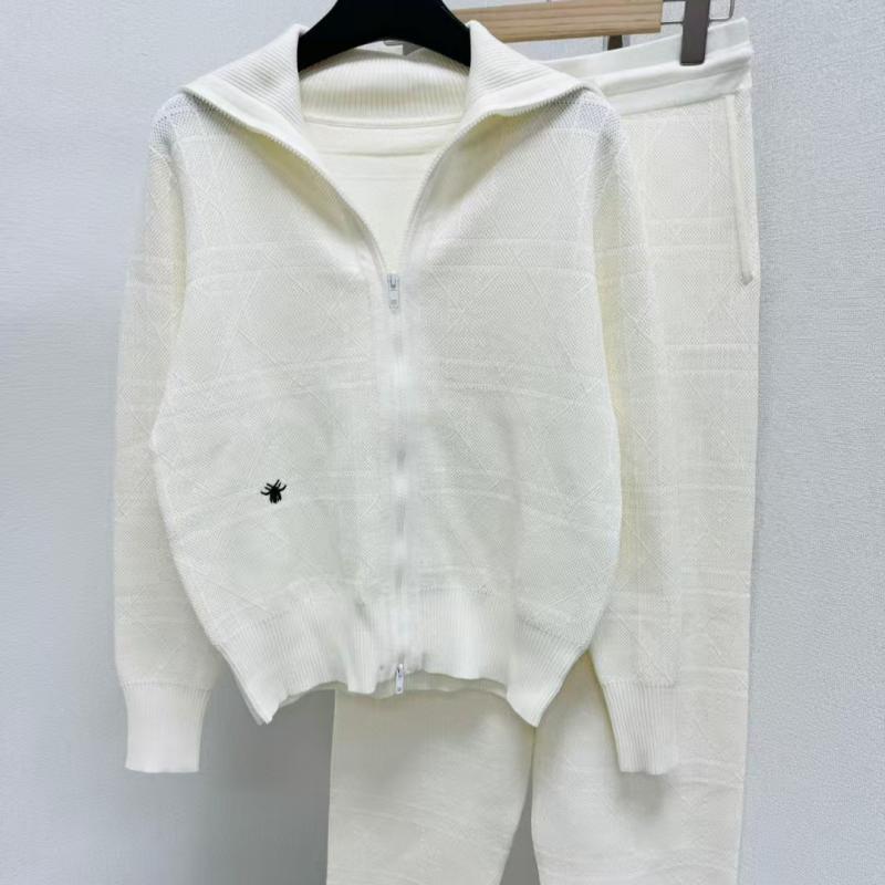 レディース 秋 ニット ジャケット ワイドパンツ セット 菱形格子柄 スタンドカラー ダブルジッパー カジュアル 普段使い ゆったり 着こなしやすい｜新風堂