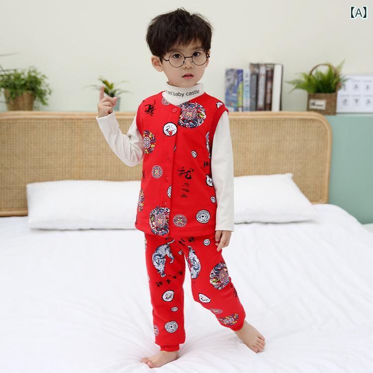 下着類プルオーバー キッズ ちびっ子用 背心 長袖 トップス 下着類 お坊っちゃん お嬢さん お坊っちゃん 愛くるしい 保温下着類 お座敷着 お座敷御召しもの 防寒 秋冬 生あたたかい 桑蚕? シルクタッチ 下着類 伸縮性 普段使い走り 祝賀会 虎柄 お正月