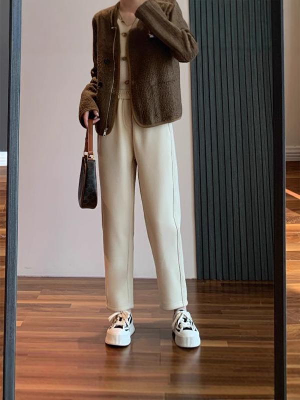 心地よいズボン下 レディース 冬 秋冬 大層らしい大きさ ゆったり テーパードパンツ サルエルパンツ チノ食パン ボトムス ズボン 美脚ズボン下 朦々たる 保暖 防寒 生あたたかい 蓄熱 極暖 フリース 起毛 羊毛 絨毛 駱駝 赤銅色 無地 体型取りまかなう 着痩せ 細