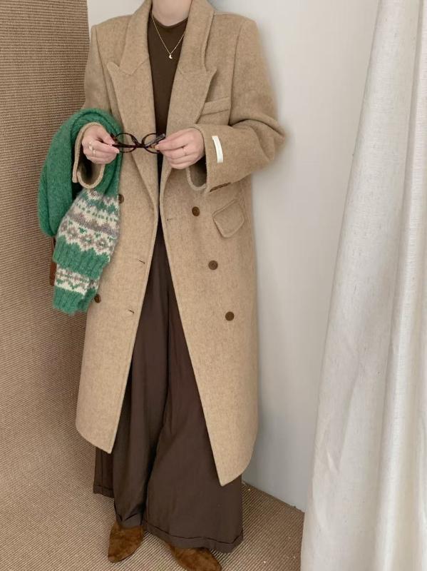 厚地の外套 レディース アウター 秋冬 ダブル厚地の外套 ダブル乳ぶさ テーラードジャケット 獣の皮 羊毛 チェスターコート 並み並み丈 真っただ中丈 ミディアムコート 心地よい フォーマル 通い用 事務室 普段使い走り 好いたらしいめ 雅びやか 雅びやか 御前上等感 情の籠もった