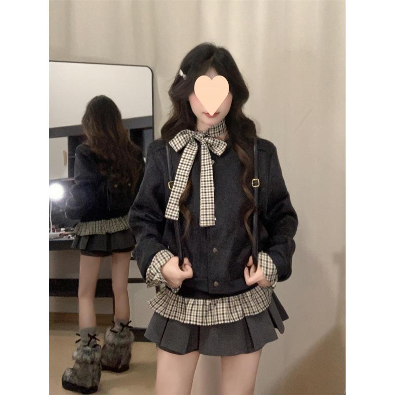セットアップ レディース 長袖 上衣 丸首 読み合わせる柄 プルオーバー 花の冠yd風 筋目スコート 3点仕掛ける スリー天下太平 合奏団 背広 ミニスカート A生産ライン 翰林院風 韓国流行り物 心地よい 上下仕掛ける 年月 アウター トップス ボト