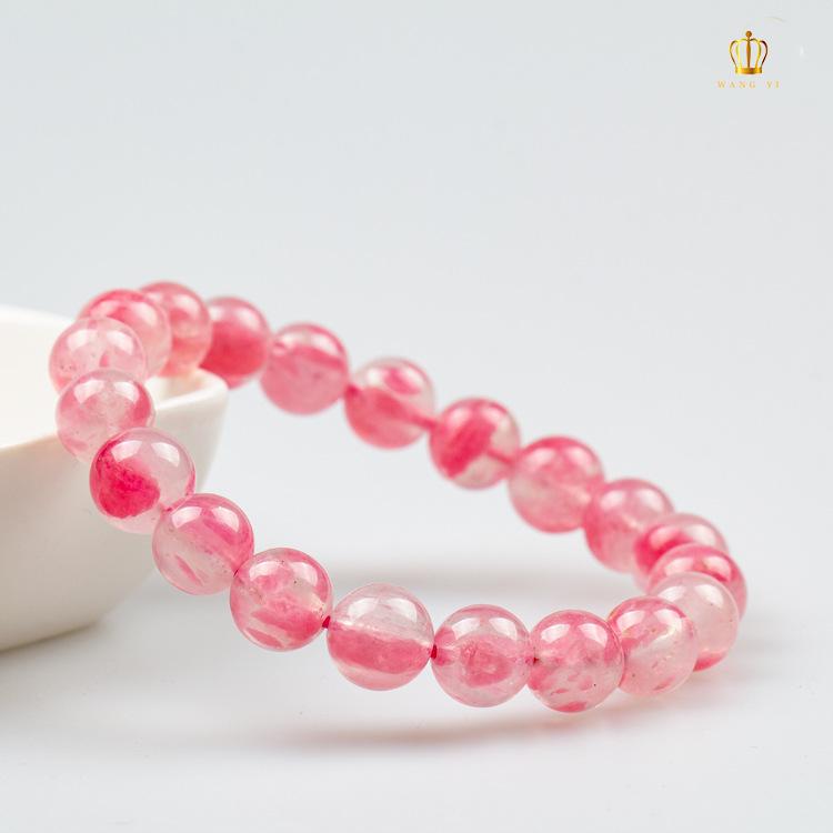 ブレスレット レディース アクセサリー 石 薔薇輝石 ローズクォーツ パワーストーン 腕輪 7A 氷種 玉化 桜柄 桜花雨 花びら 丸玉 数珠 ヒーリングストーン お守り ラッキーアイテム 浄化 開運 プレゼント ギフト 高級感 自然｜新風堂